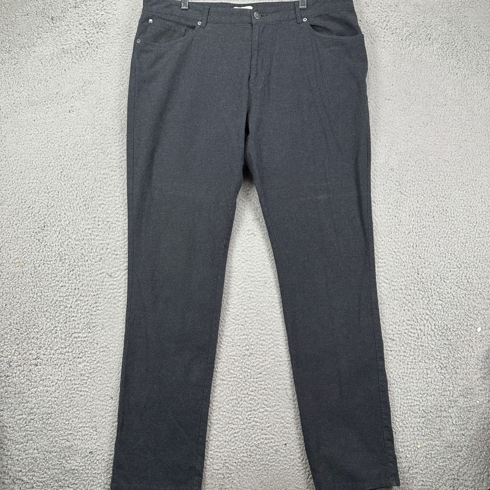 Peter Millar Mens 38 Charcoal Gray Pants Khaki Stretch Chino Straight Soft EUC